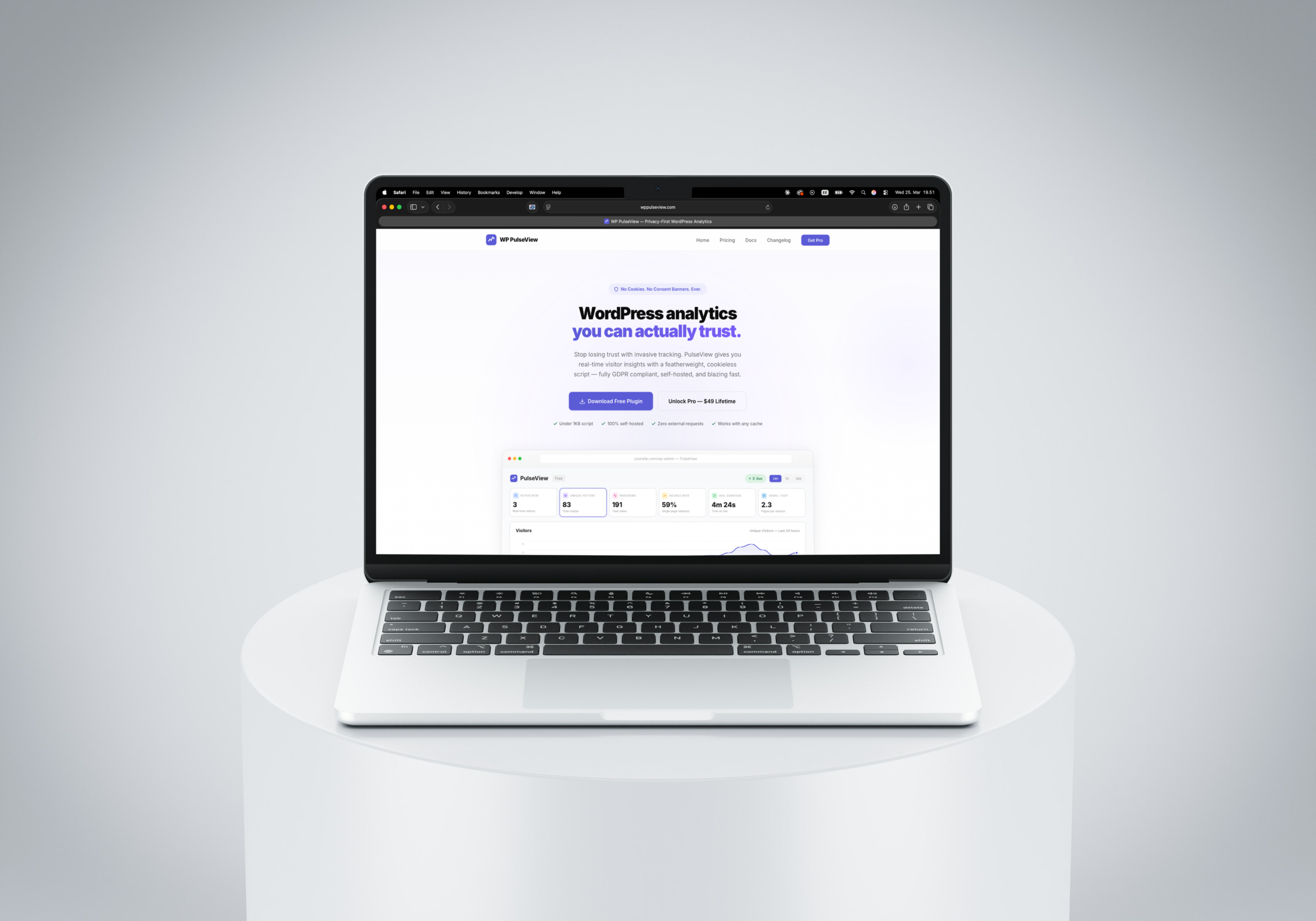 WPPulseView – WordPress kävijäseuranta ilman evästeitä