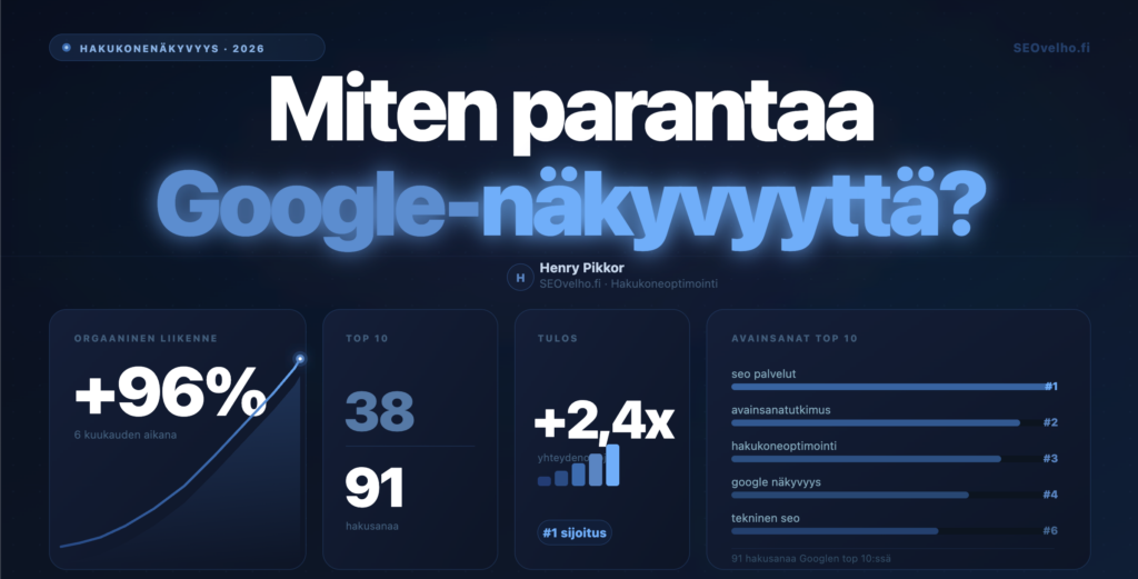 Kotisivut kuukausimaksulla &mdash; miten parantaa Google-n&auml;kyvyytt&auml;, SEOvelho.fi-artikkelikuva